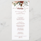 Gold Rustic Coloré Floral Diner Menu (Devant)