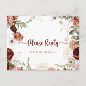 Gold Rustic Coloré Floral Menu Choix RSVP (Devant)