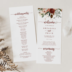 Gold Rustic Colorful Floral Calligraphy Wedding Programma