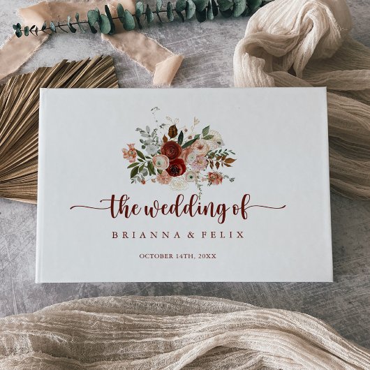 Gold Rustic Colorful Floral Wedding Gastenboek