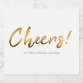 Gold Rustic Hand Lettering Cheers Wedding Sparkling Wijnetiket (Enkel label)