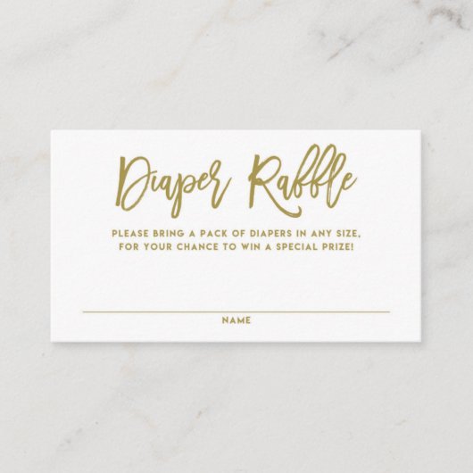 Gold Rustic Hand Lettering Diaper Raffle Kaart (Voorkant)