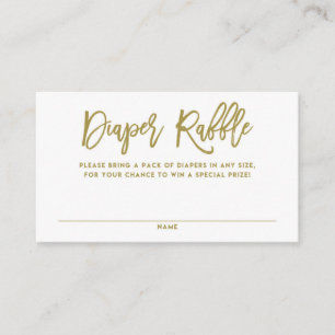 Gold Rustic Hand Lettering Diaper Raffle Kaart