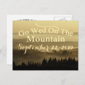 Gold Rustic Mountain Wedding Bewaar de datum Aankondigingskaart (Voorkant / Achterkant)