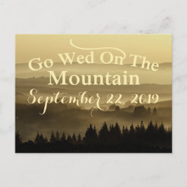Gold Rustic Mountain Wedding Bewaar de datum Aankondigingskaart