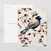 Gold Rustic Snowflake Winter Bird Aankondigingskaart (Voorkant / Achterkant)