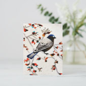 Gold Rustic Snowflake Winter Bird Aankondigingskaart (Staand voorkant)