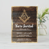 Gold Rustic Wood Invitations maçonniques | Franc-m (Debout devant)