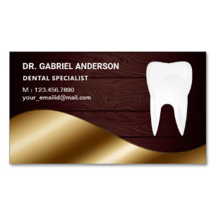 Gold Rustisch hout Tooth Dental Clinic Dentist Magnetisch Visitekaartje