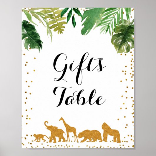 Gold safari Animal Gifts Table Sign Poster (Voorkant)