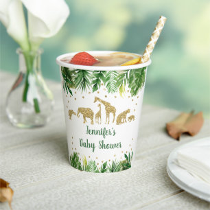 Gold Safari Animal Greenery Baby shower Papieren Bekers