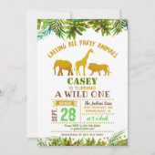 Gold Safari Animal Invitation Anniversaire (Devant)