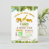 Gold Safari Animal Invitation Anniversaire (Debout devant)