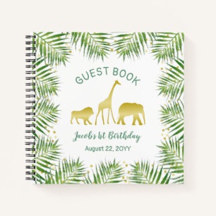 Gold Safari Animals First Birthday Notitieboek
