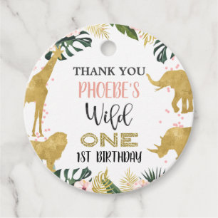 Gold Safari Animals Floral Wilde Op een dag Bedankjes Labels