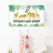 Gold Safari Animals Oerwoud Baby shower Spandoek (Insitu)
