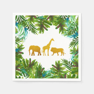 Gold Safari Animals Party Napkin Servet
