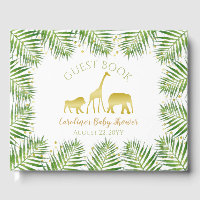 Gold Safari Animaux Baby shower Livre d'invité