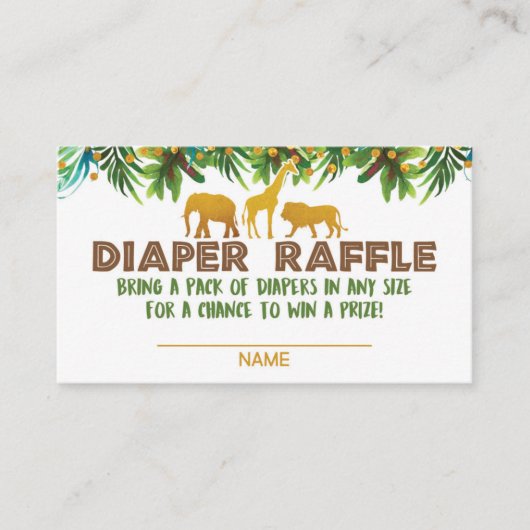 Gold Safari Baby shower animal Carte de rabat (Devant)