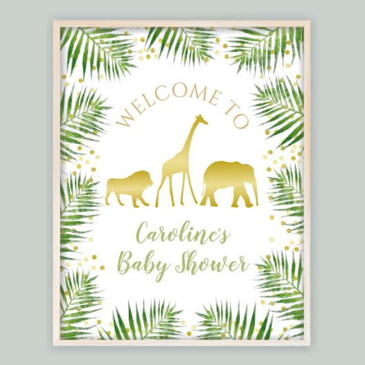 Gold Safari Baby shower Décor Affiche de bienvenue