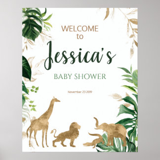 Gold Safari Baby shower Welkomstbord Poster