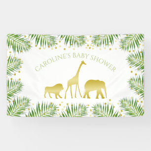 Gold Safari Dieren Tropisch Baby shower Spandoek
