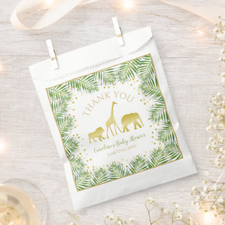 Gold Safari Tropical Baby shower Treat Favor Bag Bedankzakje