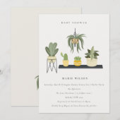 Gold Saga Green Floral Baby shower Invitation (Devant / Derrière)