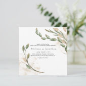 Gold Sage Green Floral Elegant Wedding Invitation (Staand voorkant)