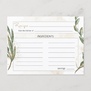 Gold Sage Green Floral Recipcard Briefkaart