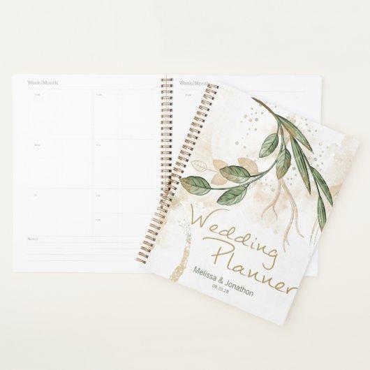 Gold Sage Green Floral Wedding Planner (Display)
