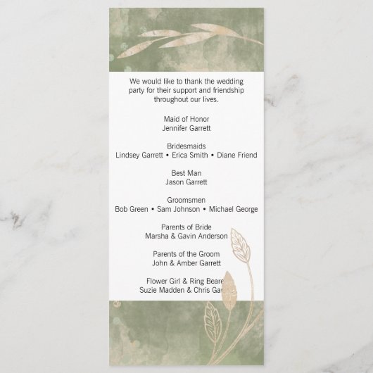 Gold Sage Green Floral Wedding Programme (Dos)