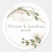 Gold Sage Green Floral Wedding Round Sticker (Voorkant)