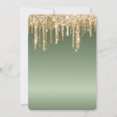 Gold Sage Green Sparkle Glitter Drips Verjaardag Kaart (Achterkant)