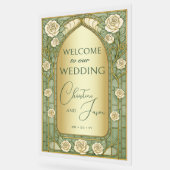 Gold Sage Stained Glass Floral Wedding Welcome  (Angle)