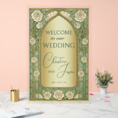 Gold Sage Stained Glass Floral Wedding Welcome  (Mariage)