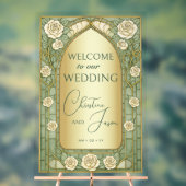 Gold Sage Stained Glass Floral Wedding Welcome  (Neutre)