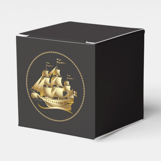 Gold Sailboot Nautical Bedankdoosjes (Voorkant Zijde)