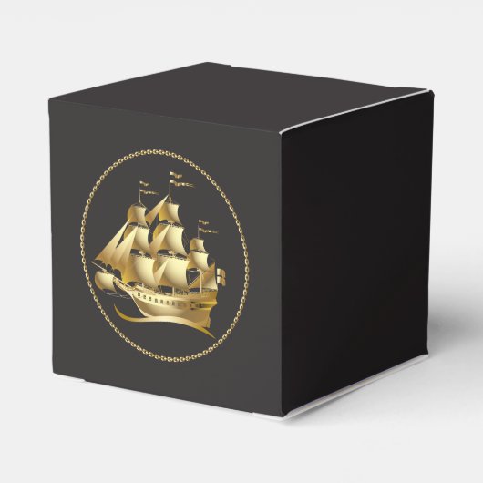 Gold Sailboot Nautical Bedankdoosjes (Achterkant)