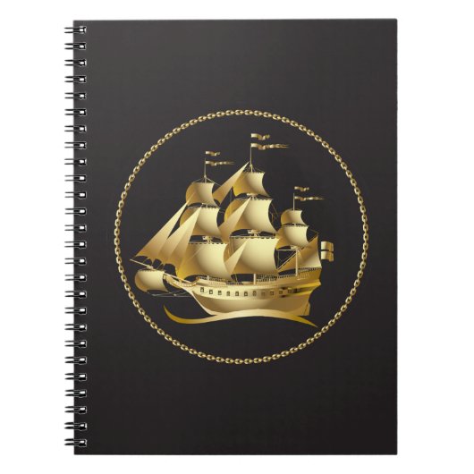 Gold Sailboot Nautical Notitieboek (Voorkant)