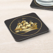 Gold Sailboot Nautical Onderzetter (Linkerzijde)