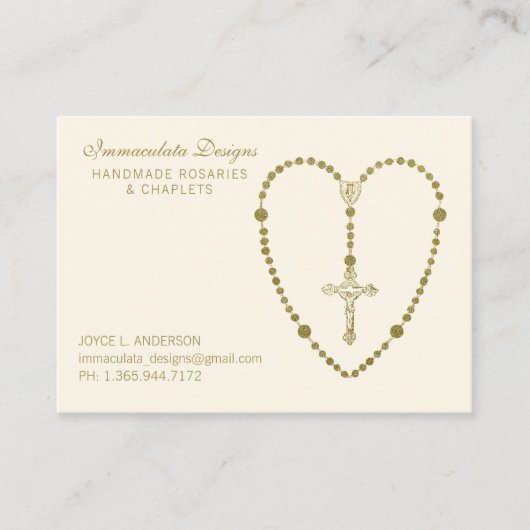 Gold Saint Rosaire Crucifix Carte de visite religi (Devant)
