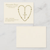 Gold Saint Rosaire Crucifix Carte de visite religi (Devant / Derrière)