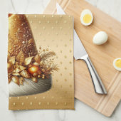 Gold Santa Hat Noël Vacances Serviette de cuisine (Quart Plié)