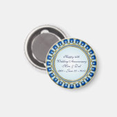 Gold Sapphire Blue 45th Wedding Jubileum Magneet (Voorkant / Achterkant)