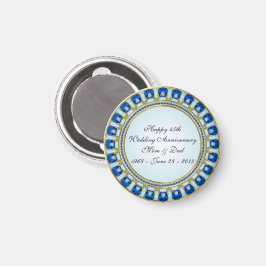 Gold Sapphire Blue 45th Wedding Jubileum Magneet