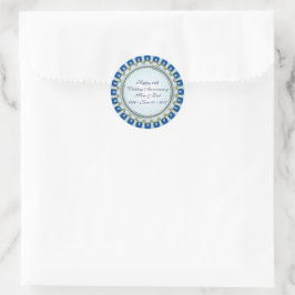 Gold Sapphire Blue 45th Wedding Jubileum Ronde Sticker