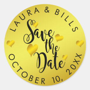 Gold Save the Date Love Glitter Wedding Ronde Sticker