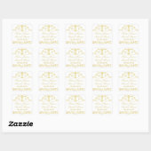 Gold Save the Date Sticker gold monogram bruiloft (Vel)