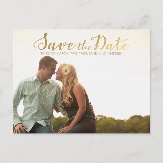 Gold Save the Date Typography Notice Aankondigingskaart (Voorkant)